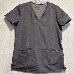Figs Scrub Top Women's Size XS Grey Casma Three-Pocket Technical Collection